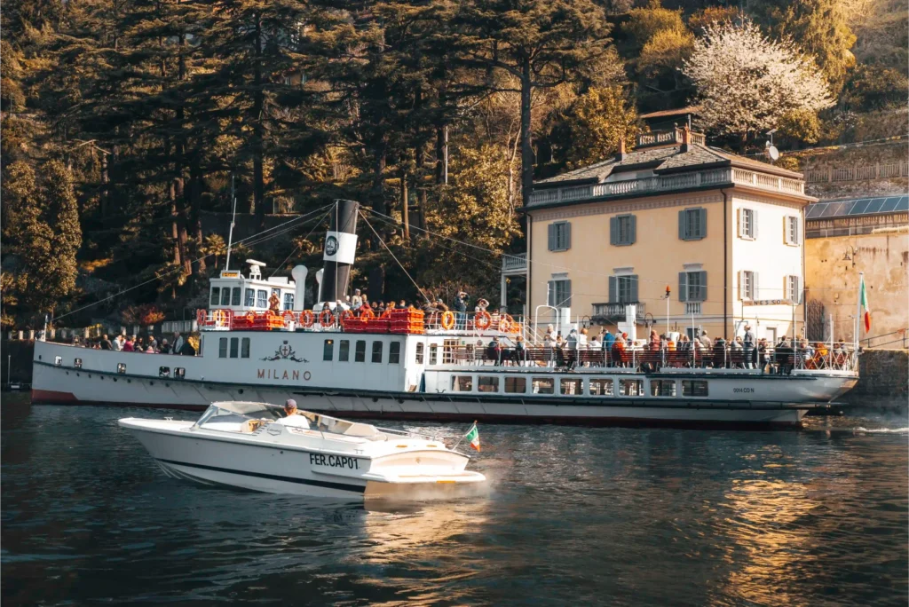 Our boat Colombo 21 on Lake Como, during our tour fercaplakecomo