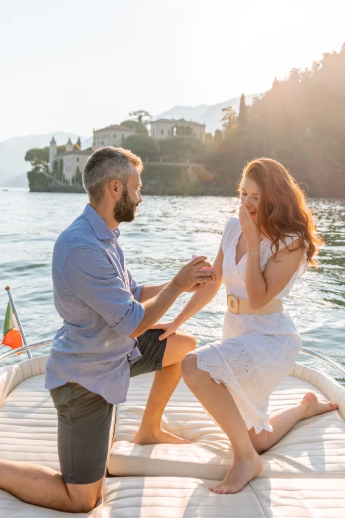 wedding proposal boat Lake Como