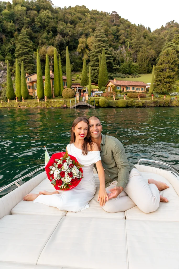 wedding proposal boat Lake Como